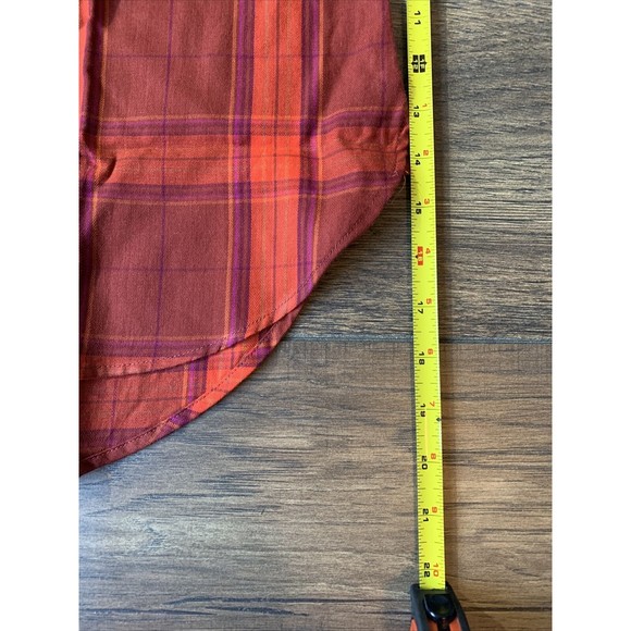 Women’s Ava & Viv Plaid Long Sleeve Collared Button-Down top red plaid X, 1020 - Picture 6 of 10